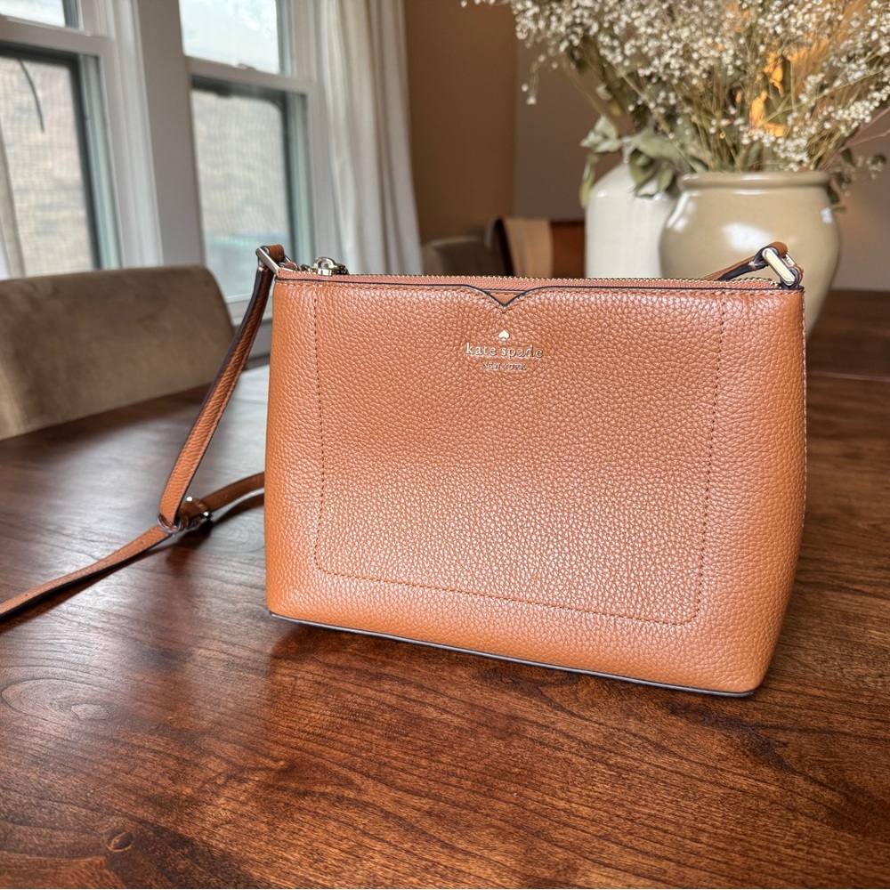 Kate Spade Harlow Crossbody Bag in Brown Pebbled Leather